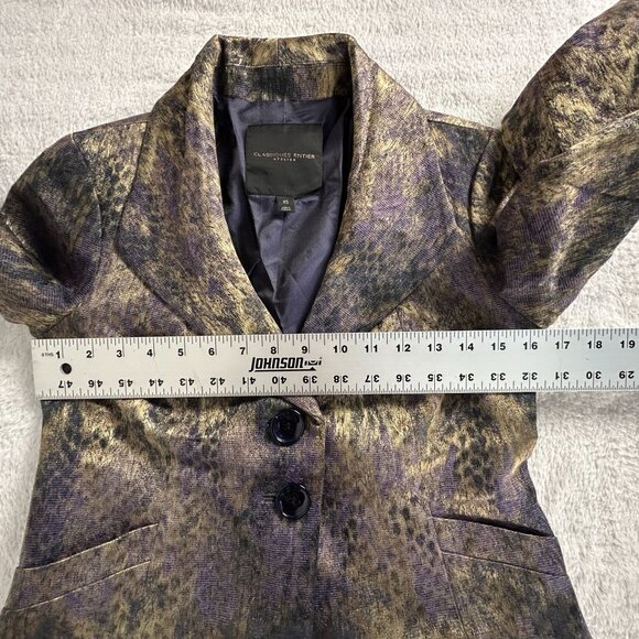Classiques Entier Atelier Womens Metallic Animal Print Two-Button Blazer XS - Picture 8 of 9
